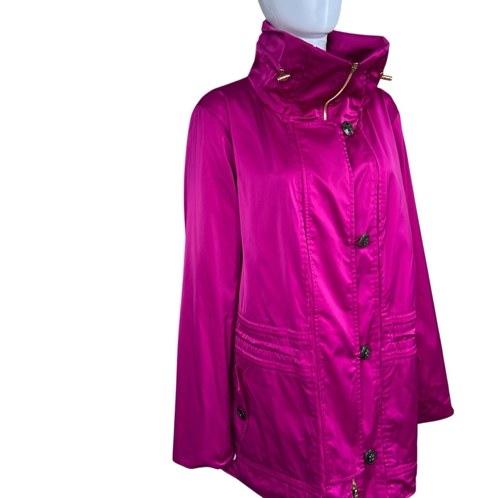 Escada Windbreaker Jacket Size 10 Convertible Collar Lightweight Rain Coat Pink - Picture 4 of 16
